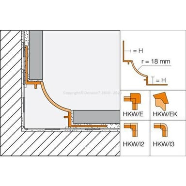 DILEX-HKW Dilatace kout dutý požlábek r=18mm PVC, H=7/7mm, - Šedá 4